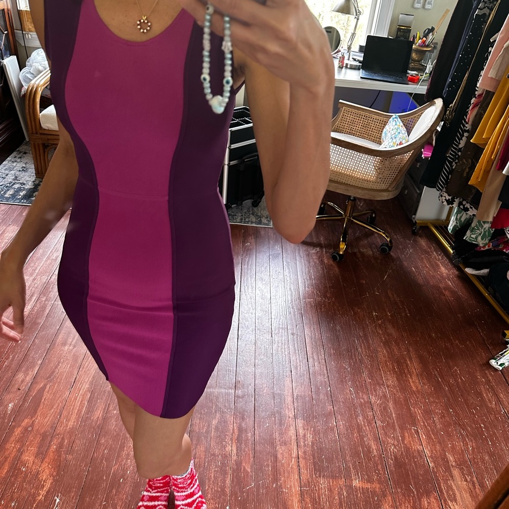 Colorblock Sleeveless Dress - Pink and Purple